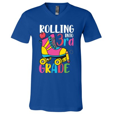 Rolling Into Third Grade Cute 3Rd Grade Cute Gift V-Neck T-Shirt