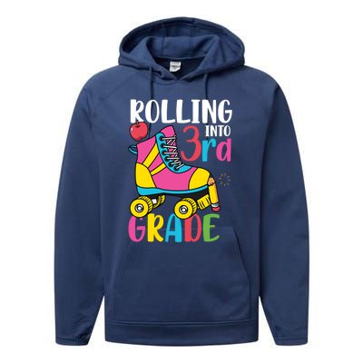 Rolling Into Third Grade Cute 3Rd Grade Cute Gift Performance Fleece Hoodie