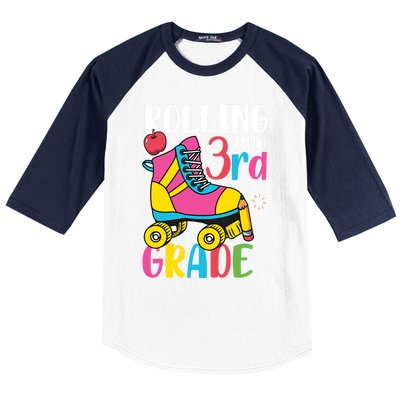 Rolling Into Third Grade Cute 3Rd Grade Cute Gift Baseball Sleeve Shirt