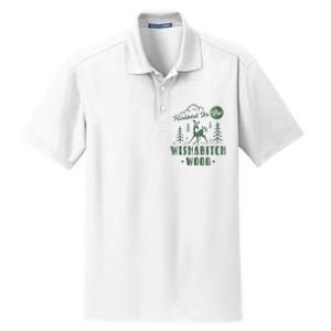 Raised In The Wishabitch Woods Funny Camping Dry Zone Grid Polo