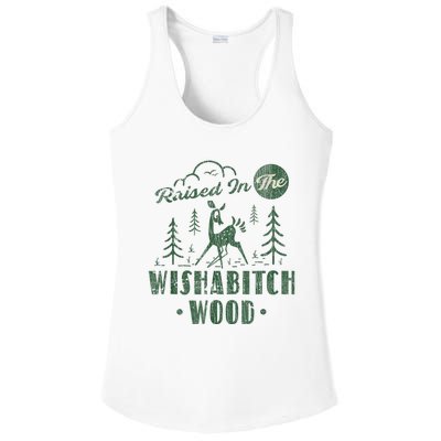 Raised In The Wishabitch Woods Funny Camping Ladies PosiCharge Competitor Racerback Tank