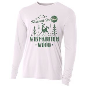 Raised In The Wishabitch Woods Funny Camping Cooling Performance Long Sleeve Crew