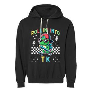 Rollin Into Tk Dinosaur First Day Of Tk I’M Ready For Tk Garment-Dyed Fleece Hoodie