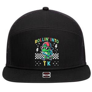 Rollin Into Tk Dinosaur First Day Of Tk I’M Ready For Tk 7 Panel Mesh Trucker Snapback Hat