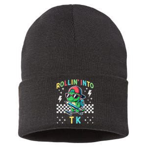 Rollin Into Tk Dinosaur First Day Of Tk I’M Ready For Tk Sustainable Knit Beanie