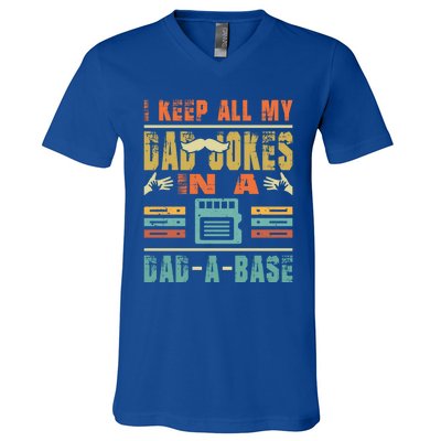 Retro I Tell Dad Jokes In A Dad Base Father Day Vintage Dad Cool Gift V-Neck T-Shirt