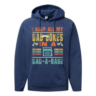 Retro I Tell Dad Jokes In A Dad Base Father Day Vintage Dad Cool Gift Performance Fleece Hoodie