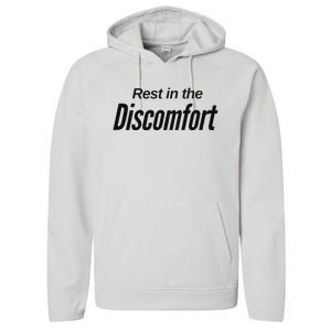 Rest In The Discomfort Gym Life Motivational Performance Fleece Hoodie