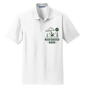 Raised In The Wishabitch Woods Funny Camping Dry Zone Grid Polo