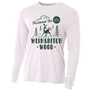 Raised In The Wishabitch Woods Funny Camping Cooling Performance Long Sleeve Crew