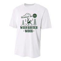 Raised In The Wishabitch Woods Funny Camping Youth Performance Sprint T-Shirt