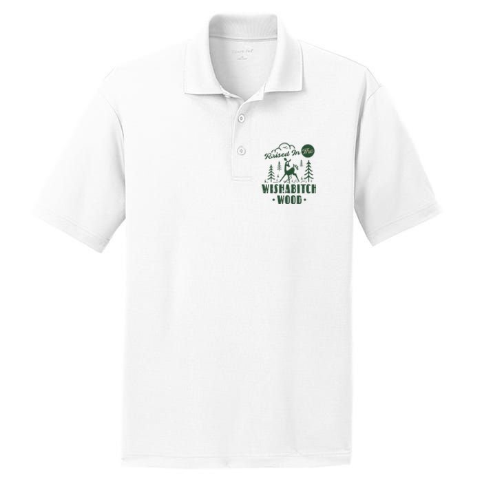 Raised In The Wishabitch Woods Funny Camping PosiCharge RacerMesh Polo