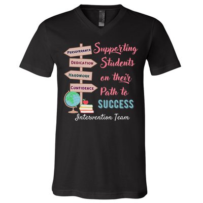 Retro Intervention Team Teacher Early Intervention Squad V-Neck T-Shirt