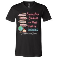 Retro Intervention Team Teacher Early Intervention Squad V-Neck T-Shirt