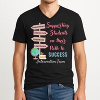 Retro Intervention Team Teacher Early Intervention Squad V-Neck T-Shirt