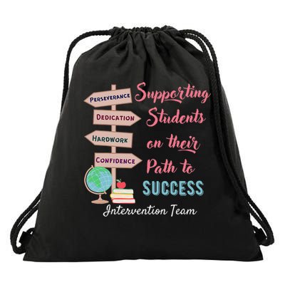 Retro Intervention Team Teacher Early Intervention Squad Drawstring Bag