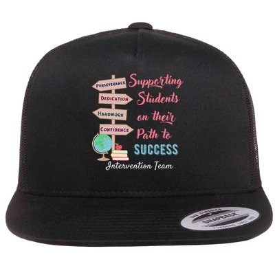 Retro Intervention Team Teacher Early Intervention Squad Flat Bill Trucker Hat