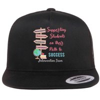 Retro Intervention Team Teacher Early Intervention Squad Flat Bill Trucker Hat
