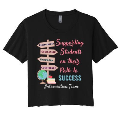 Retro Intervention Team Teacher Early Intervention Squad Women's Crop Top Tee