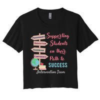 Retro Intervention Team Teacher Early Intervention Squad Women's Crop Top Tee