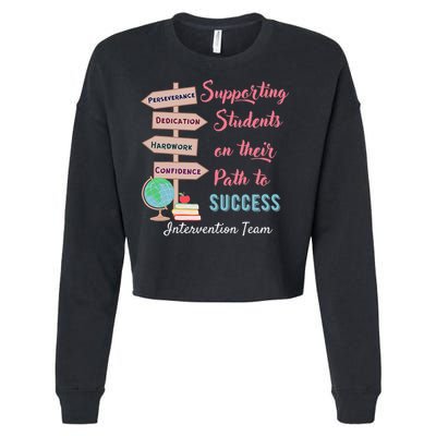 Retro Intervention Team Teacher Early Intervention Squad Cropped Pullover Crew