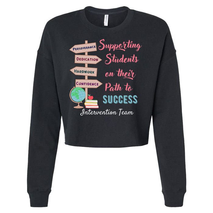 Retro Intervention Team Teacher Early Intervention Squad Cropped Pullover Crew