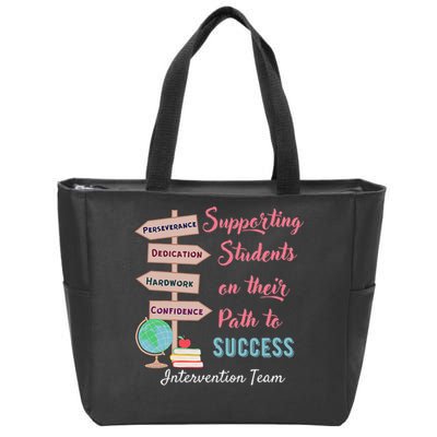 Retro Intervention Team Teacher Early Intervention Squad Zip Tote Bag