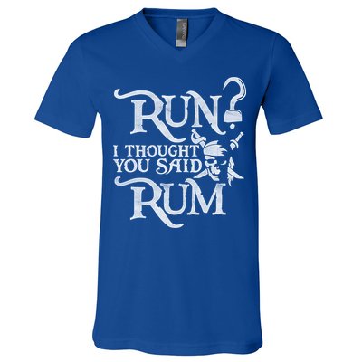 Run I Thought You Said Rum Funny Pirate Running Wine Lover V-Neck T-Shirt