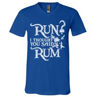 Run I Thought You Said Rum Funny Pirate Running Wine Lover V-Neck T-Shirt