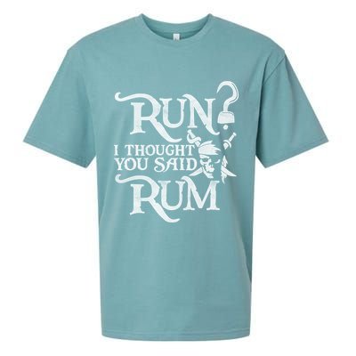 Run I Thought You Said Rum Funny Pirate Running Wine Lover Sueded Cloud Jersey T-Shirt
