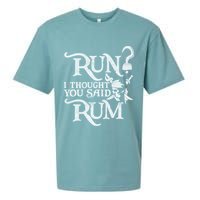 Run I Thought You Said Rum Funny Pirate Running Wine Lover Sueded Cloud Jersey T-Shirt