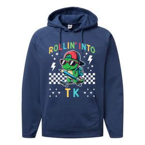 Rollin Into Tk Dinosaur First Day Of Tk I’M Ready For Tk Performance Fleece Hoodie