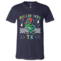 Rollin Into Tk Dinosaur First Day Of Tk I’M Ready For Tk V-Neck T-Shirt