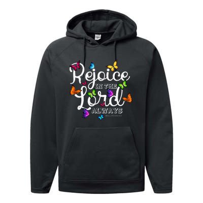 Rejoice In The Lord Always Philippians 44 Bible Verse Performance Fleece Hoodie