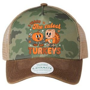 Retro I Teach The Cutest Turkey Thanksgiving Pumpkin Teacher Legacy Tie Dye Trucker Hat