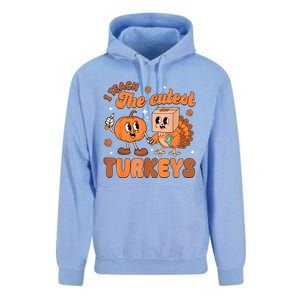 Retro I Teach The Cutest Turkey Thanksgiving Pumpkin Teacher Unisex Surf Hoodie