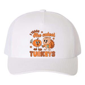 Retro I Teach The Cutest Turkey Thanksgiving Pumpkin Teacher Yupoong Adult 5-Panel Trucker Hat