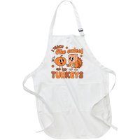 Retro I Teach The Cutest Turkey Thanksgiving Pumpkin Teacher Full-Length Apron With Pockets