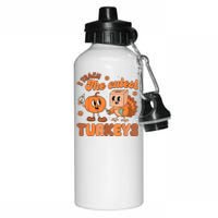 Retro I Teach The Cutest Turkey Thanksgiving Pumpkin Teacher Aluminum Water Bottle