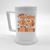 Retro I Teach The Cutest Turkey Thanksgiving Pumpkin Teacher Beer Stein