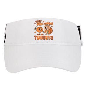 Retro I Teach The Cutest Turkey Thanksgiving Pumpkin Teacher Adult Drive Performance Visor