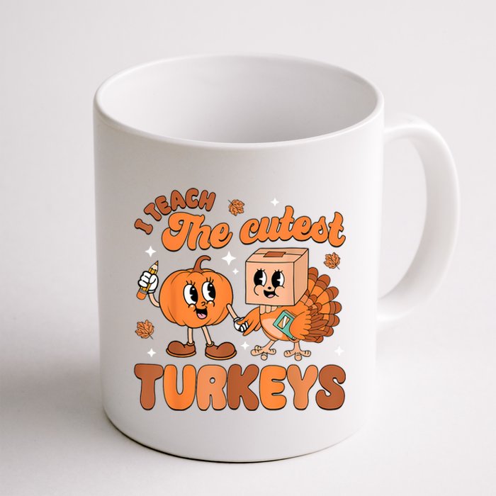 Retro I Teach The Cutest Turkey Thanksgiving Pumpkin Teacher Coffee Mug