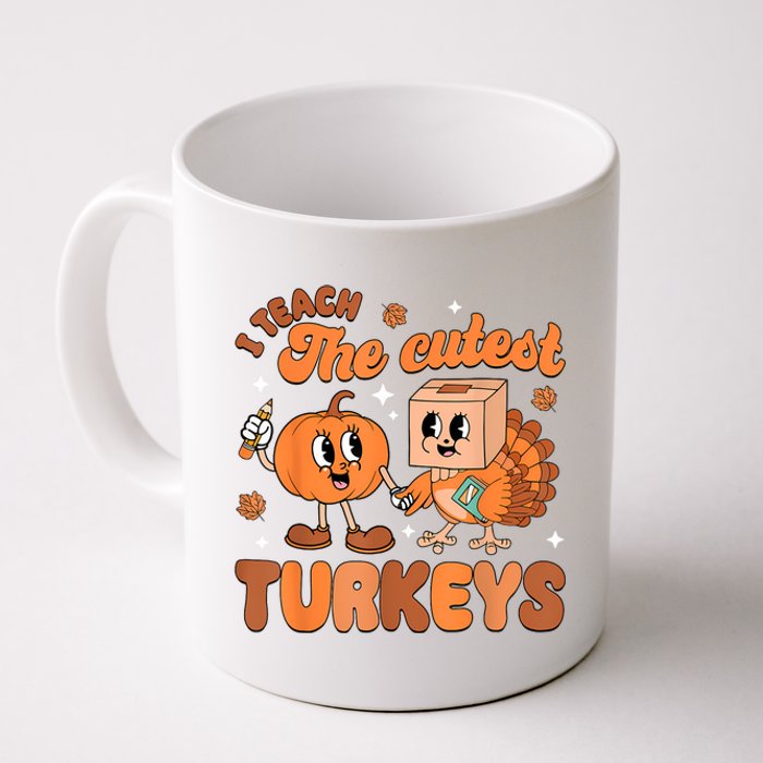 Retro I Teach The Cutest Turkey Thanksgiving Pumpkin Teacher Coffee Mug