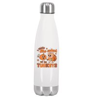 Retro I Teach The Cutest Turkey Thanksgiving Pumpkin Teacher Stainless Steel Insulated Water Bottle