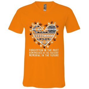 Remembered In The Present Orange Day Indigenous Children V-Neck T-Shirt