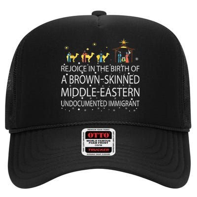 Rejoice In The Birth Of A Brown Skinned Middle Eastern High Crown Mesh Back Trucker Hat