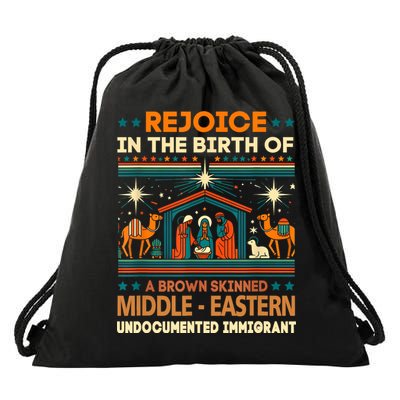 Rejoice In The Birth Of A Brown Skinned Middle Eastern Jesus Drawstring Bag