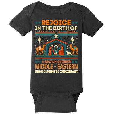 Rejoice In The Birth Of A Brown Skinned Middle Eastern Jesus Baby Bodysuit