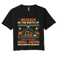 Rejoice In The Birth Of A Brown Skinned Middle Eastern Jesus Women's Crop Top Tee