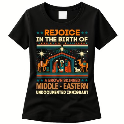 Rejoice In The Birth Of A Brown Skinned Middle Eastern Jesus Womens T-Shirt